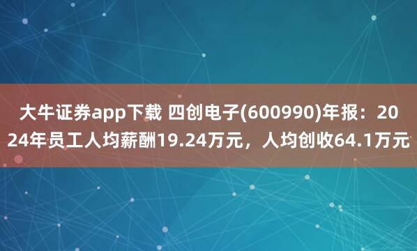 大牛证券app下载 四创电子(600990)年报：2024年员工人均薪酬19.24万元，人均创收64.1万元