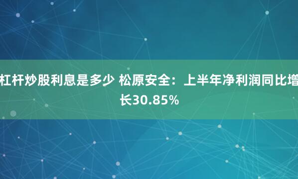 杠杆炒股利息是多少 松原安全：上半年净利润同比增长30.85%